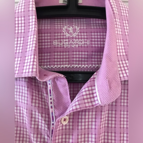 Bugatchi Men’s Pink & White Long Sleeve Button Down Shirt, Shaped Fit - Size L - Picture 4 of 11
